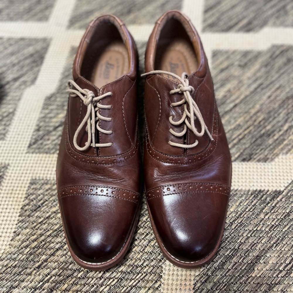 Bass Mens Banks Oxford Dress Shoes Brown Leather Cap Toe 10M